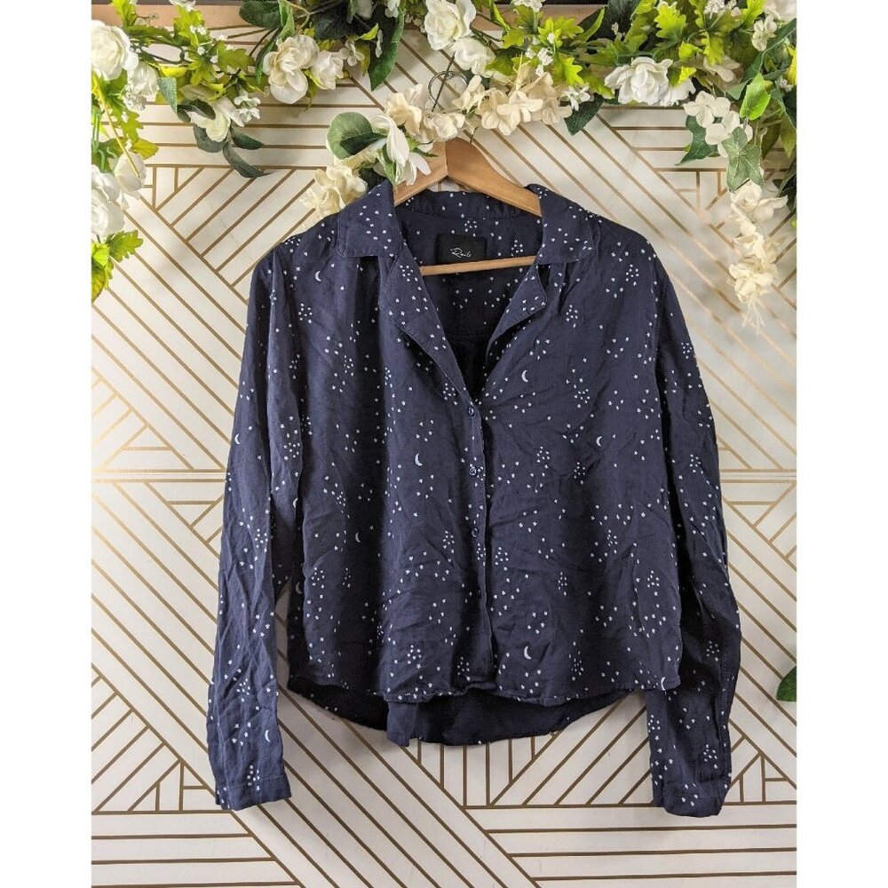 Rails Navy Galaxy Star Print Button Front Cropped… - image 1